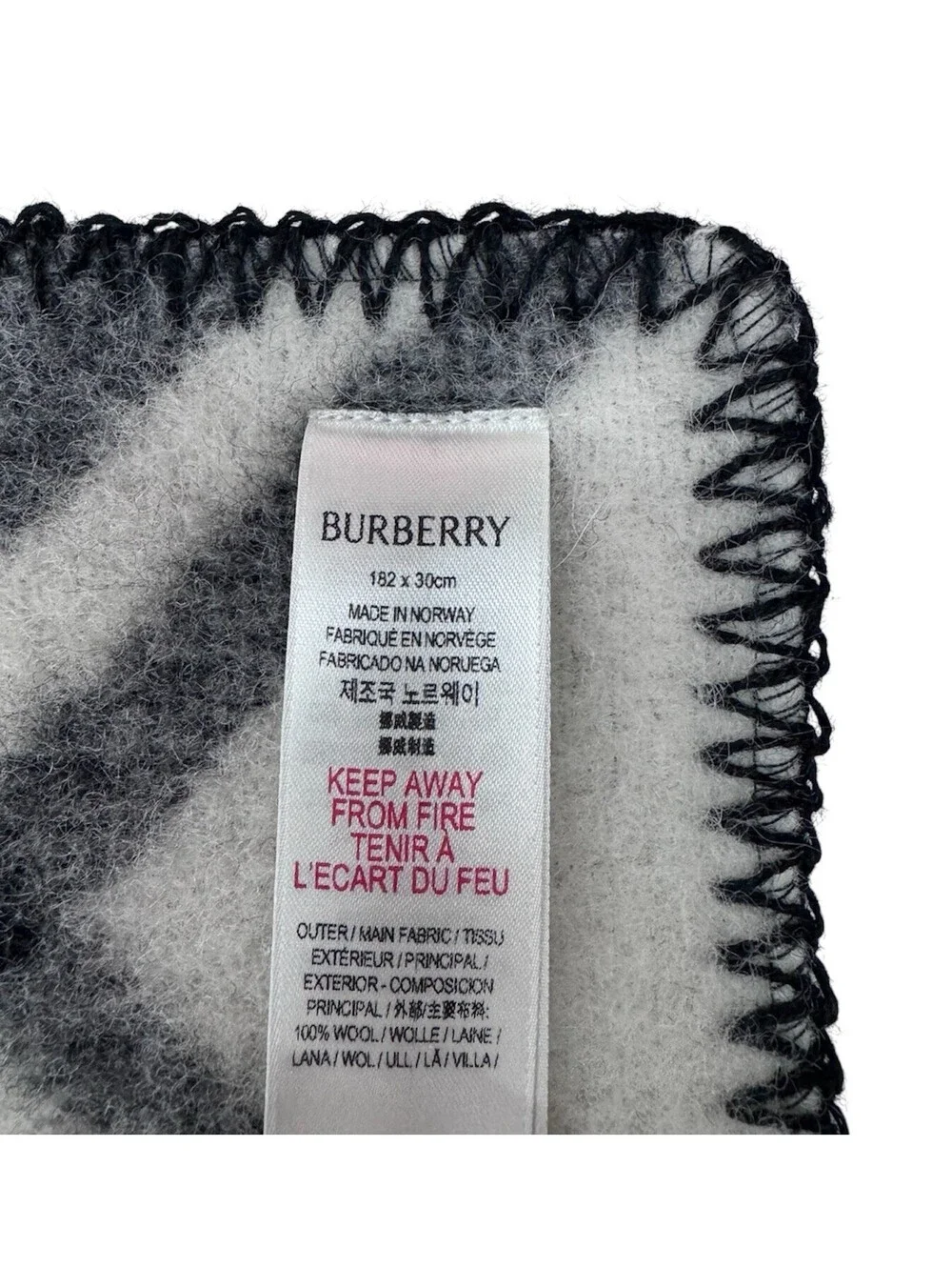 Authentic Burberry Check Wool Scarf - Black - Current Style - Retail $645 EUC